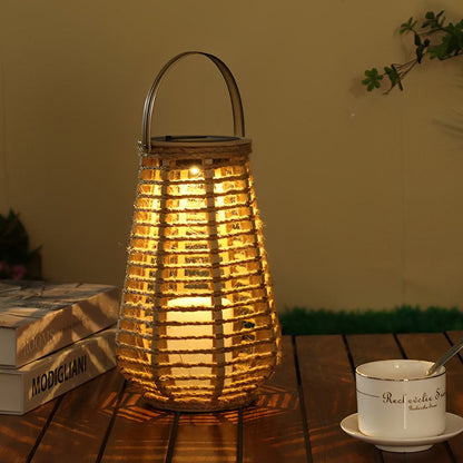 Portable Waterproof LED Ropes Rattan Brown Retro Outdoor Solar Lanterns