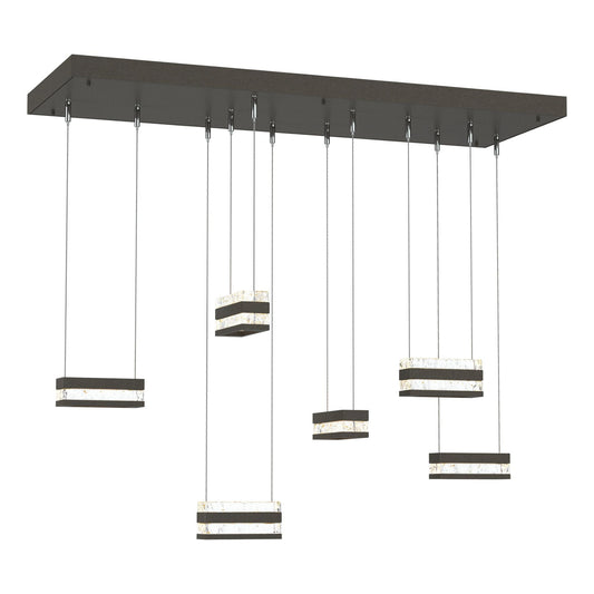 Stacks 6-Light LED Pendant LED Clear Glass (ZM) in Dark Smoke