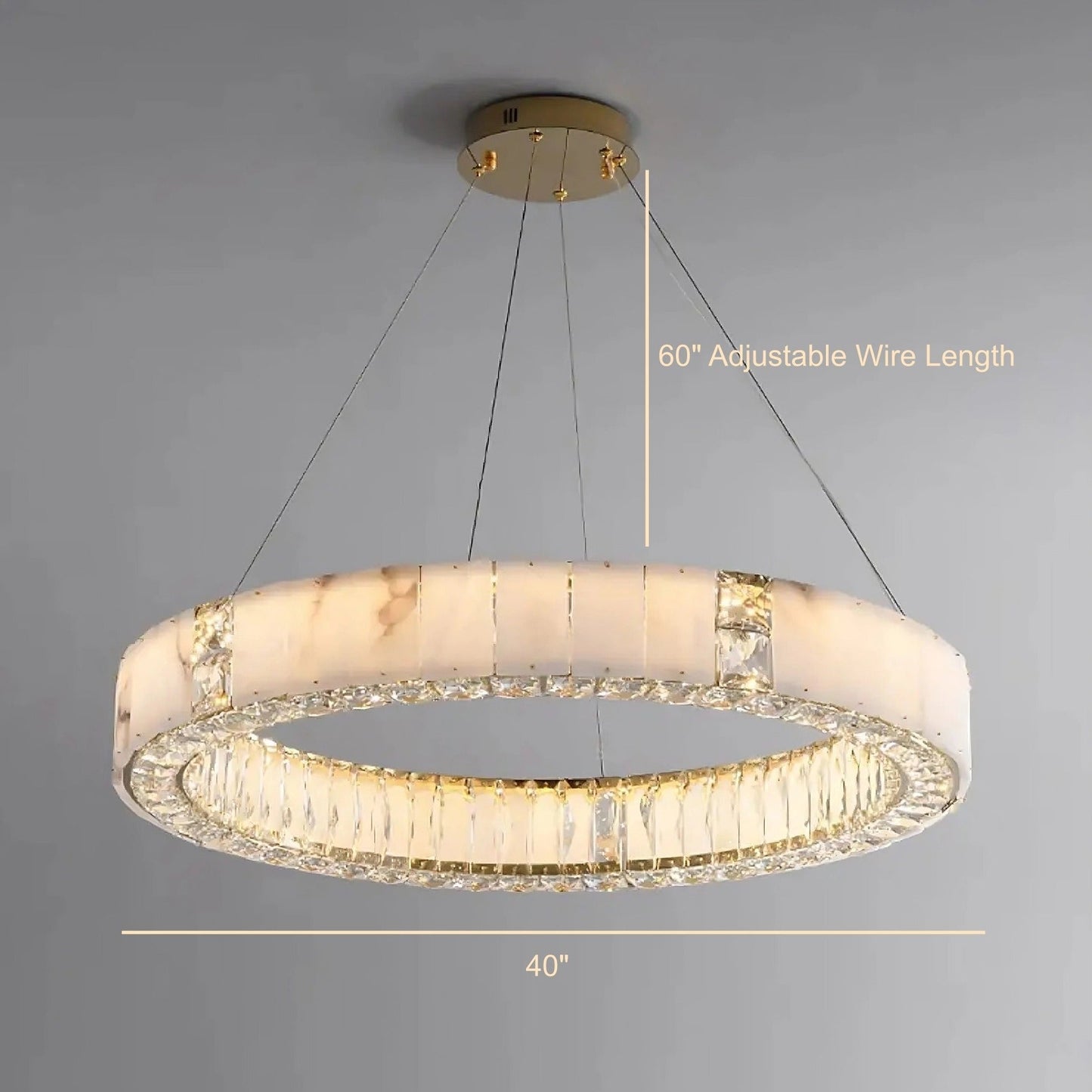 Natural Marble & Crystal Modern Ceiling Light Fixture