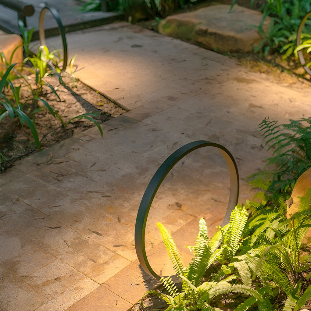 Minimalist Circle Design Waterproof LED Black Modern Pathway Lights