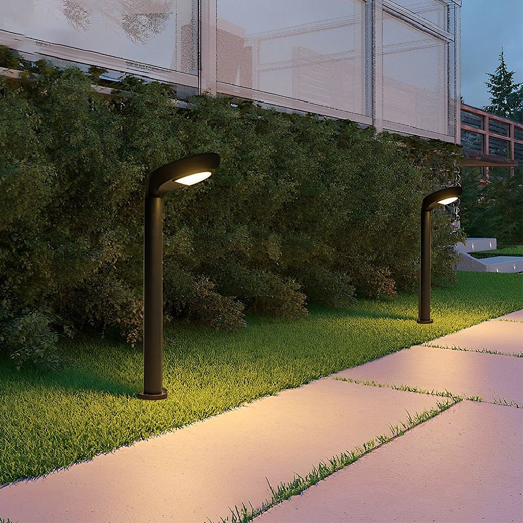 Minimalist Waterproof LED Black Modern Solar Powered Lawn Lights Garden Lamp
