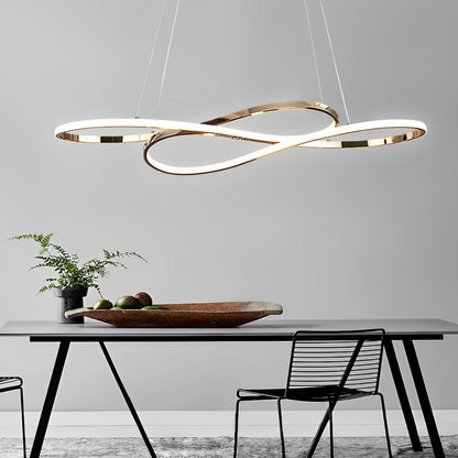 Wavy Double 8-shaped LED Stepless Dimming Nordic Chandelier Hanging Lamp