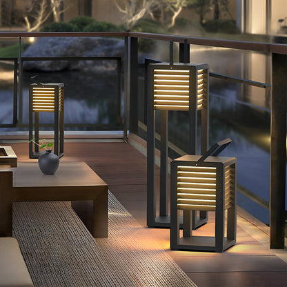 Square Waterproof LED Black Modern Portable Lawn Lamp Solar Outdoor Light