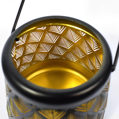 2PCS Iron Kettle Hollow Projection LED Portable Retro Solar Lanterns