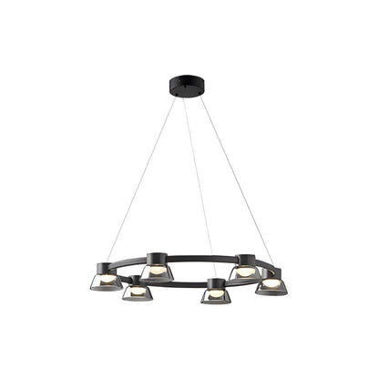 Ring LED Pendant with Smoke Gray Glass Shades