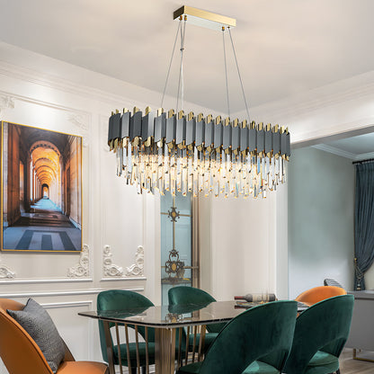 6/8-Light Crystal Layered Chandelier Dimmable Dining Room Pendant Lighting