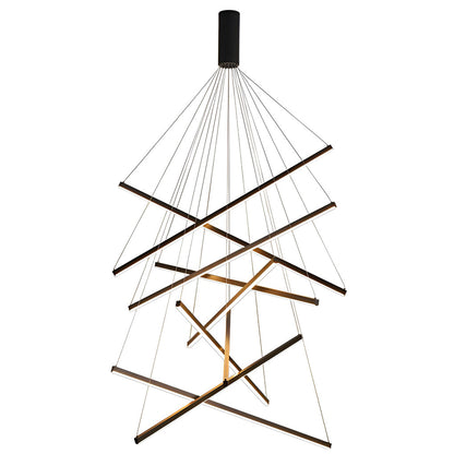 Minimalist Strip Stepless Dimming LED Black Modern Chandelier with Remote