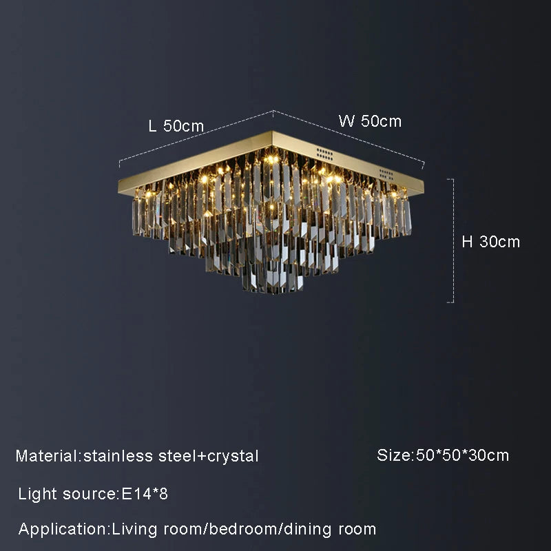 Gio Smoke Grey Crystal Ceiling Chandelier