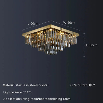 Gio Smoke Grey Crystal Ceiling Chandelier