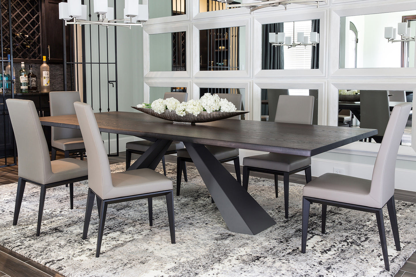 Eliot Wood Dining Table - Burnt Oak/Graphite