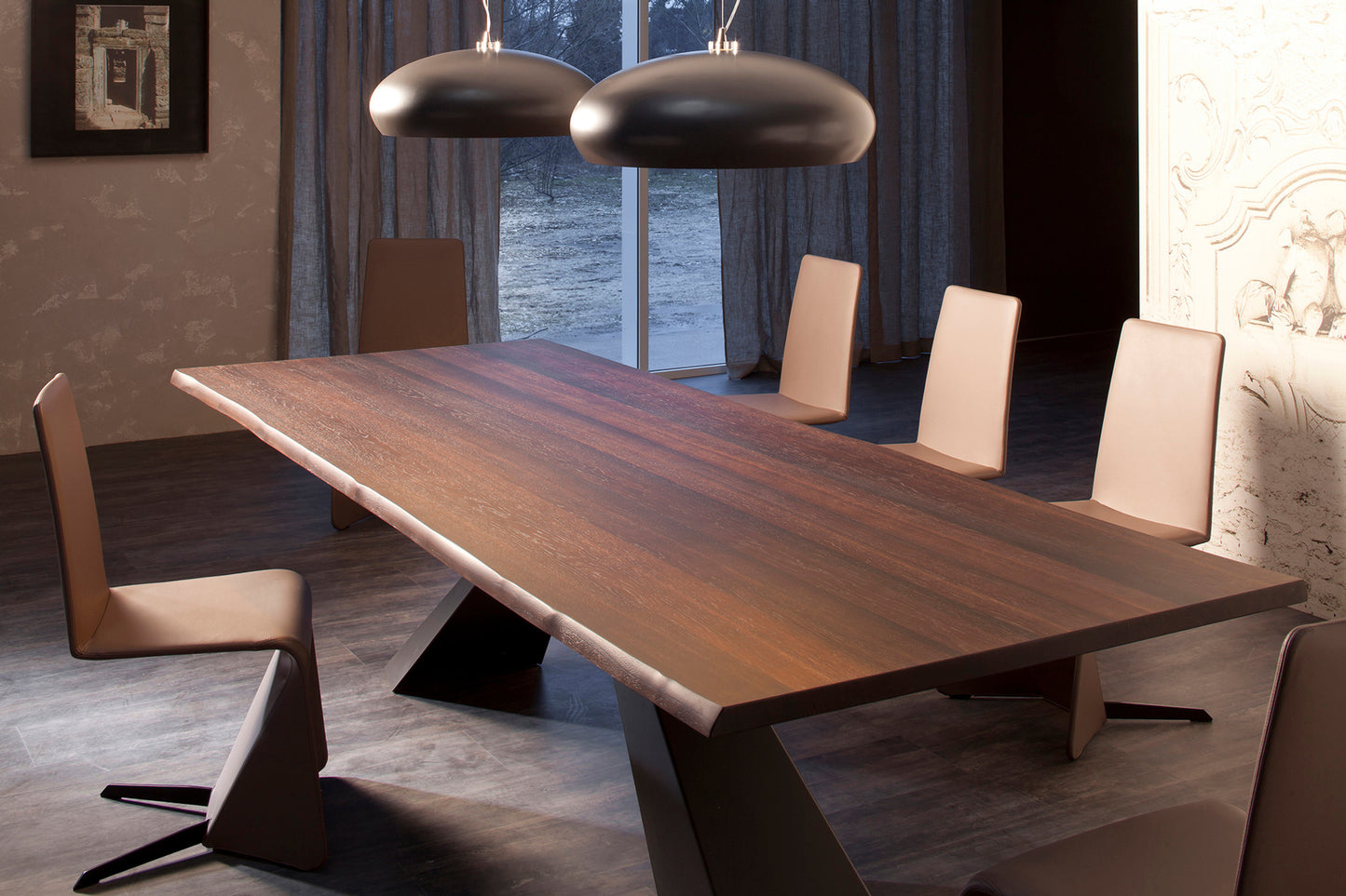 Eliot Wood Dining Table - Burnt Oak/Graphite