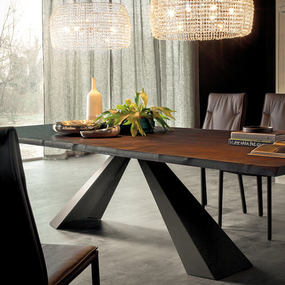 Eliot Wood Dining Table - Burnt Oak/Graphite