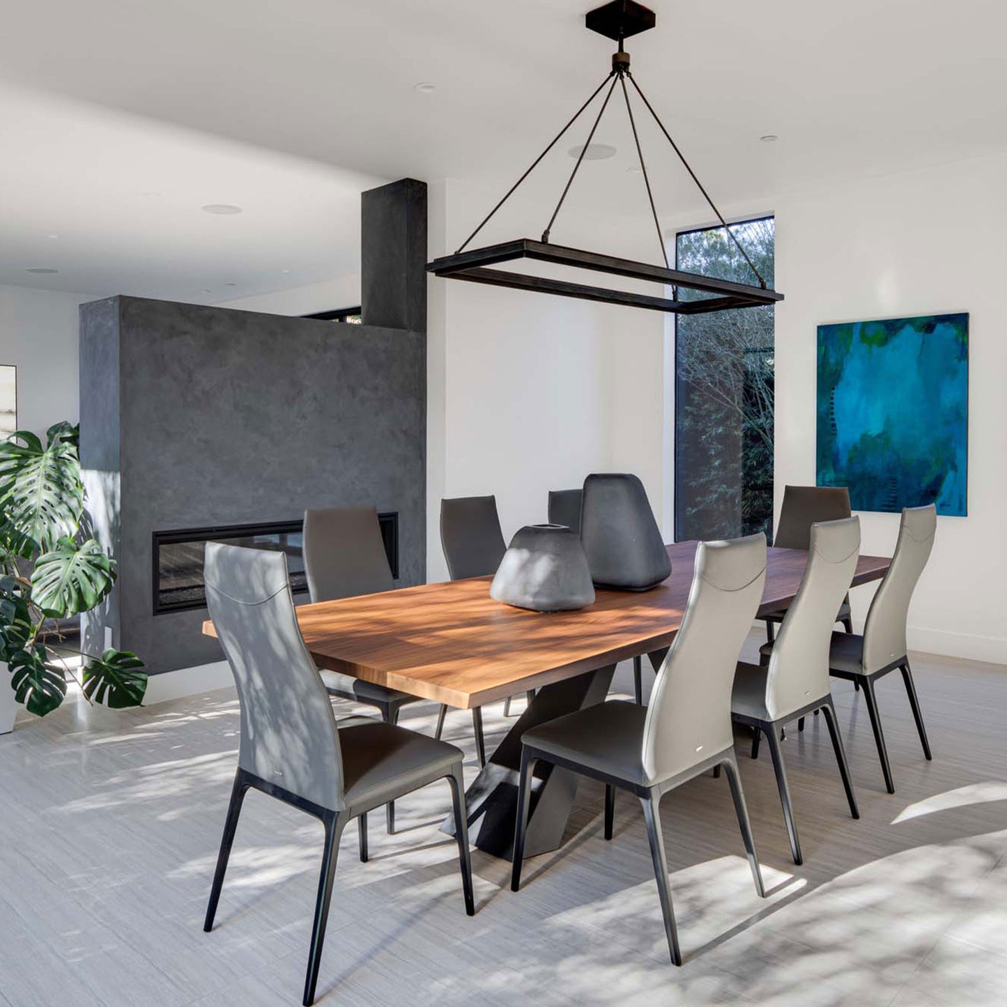 Eliot Wood Dining Table - Burnt Oak/Graphite