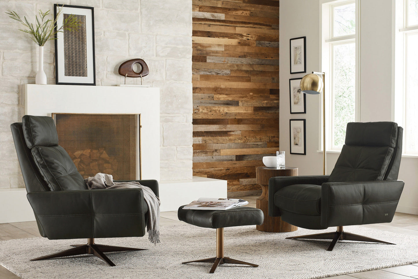 Rainier Comfort Air Chair & Ottoman - Antique Brass