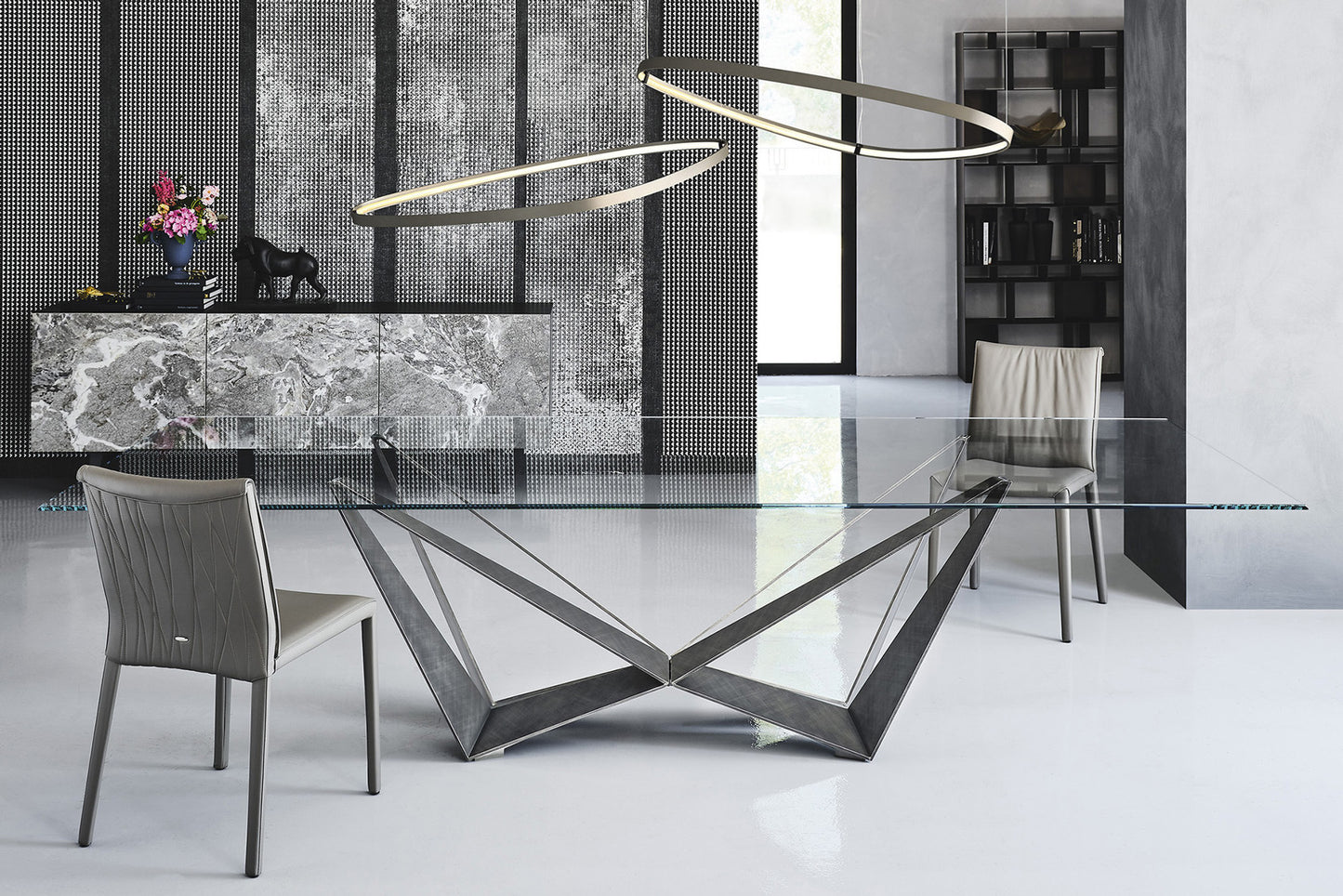 Skorpio Glass Dining Table - 118 In