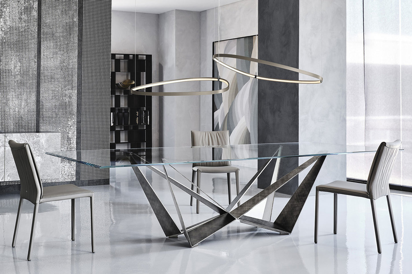 Skorpio Glass Dining Table - 118 In