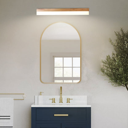 Natural Wooden LED Bathroom Vanity Light with Plastic Shade Mirror Lighting Fixture