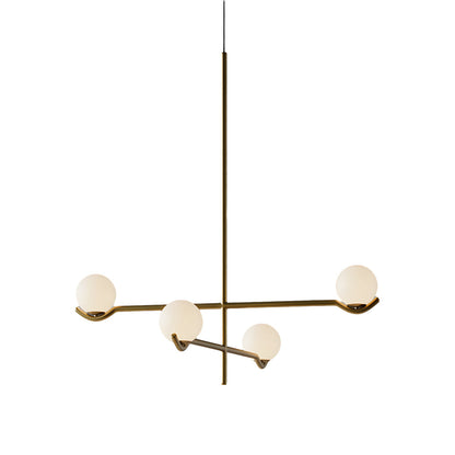 Modern Linear Glass Ball Pendant Light with 3/4/6-Light - Black/Gold