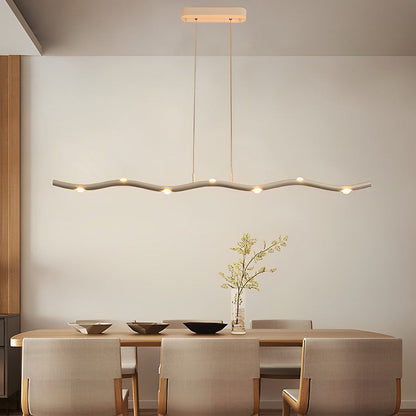 Long Strip Waves Branches Stepless Dimming LED White Modern Chandelier