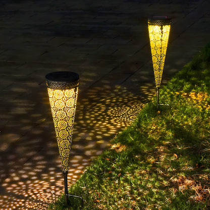 2-Pack Hollow Conical Solar Lights Garden Stake