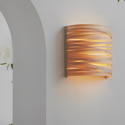 Semi-cylindrical Handmade Wood Decorative Modern Wall Lamp Atmosphere Light