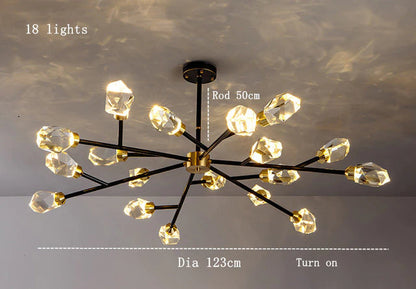 Diamante Crystal Branch Chandelier, Black