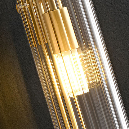 Modern Luxury 4-Light Oval Brass Wall Lamp with Clear Glass Shade