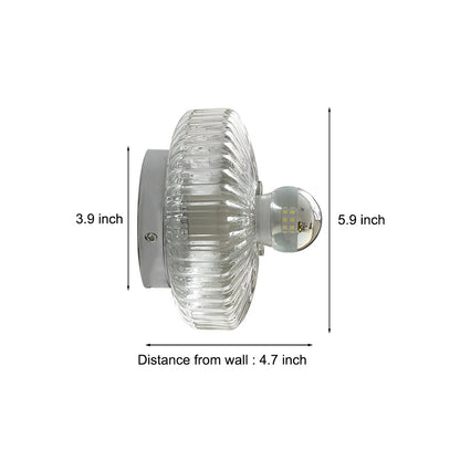 Round Cup Lid Transparent Glass Chromed Metal Medieval Modern Wall Lamp