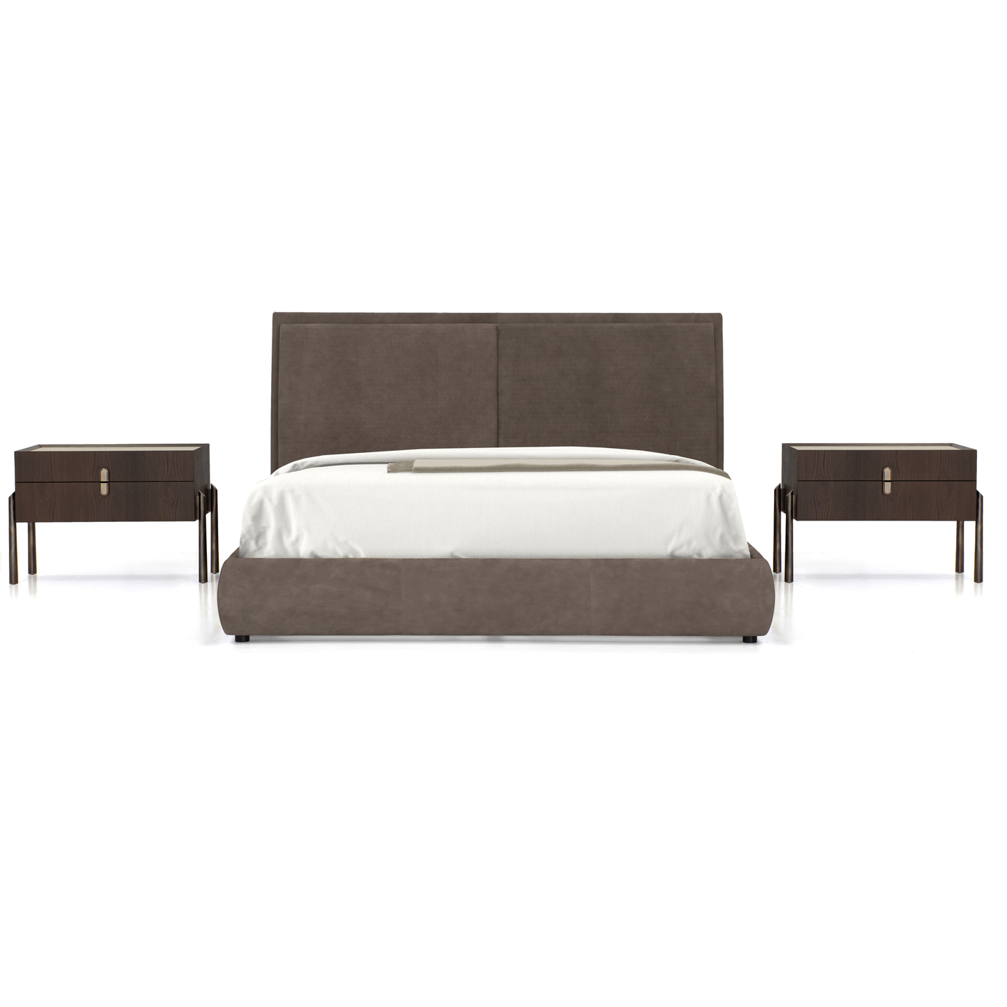 Stay King Bed - Brown Leather