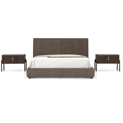 Stay King Bed - Brown Leather