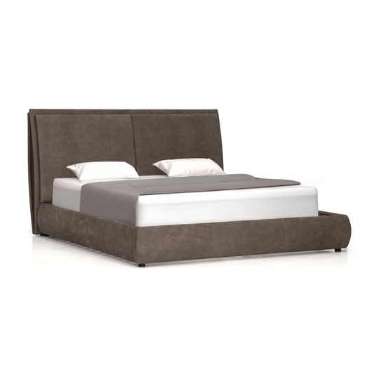 Stay King Bed - Brown Leather