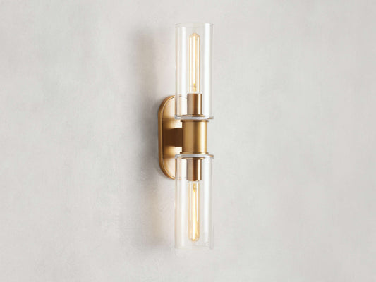 Harlin Double Sconce in Clear Brass