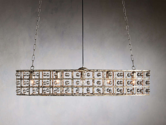 La Cage Oval Chandelier in Silver Clay