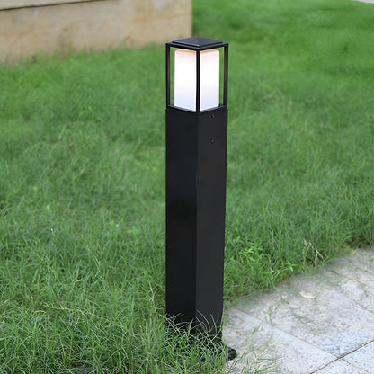 31.49 In. H Aluminum Black Bollard Lights Square Outdoor Path Lights