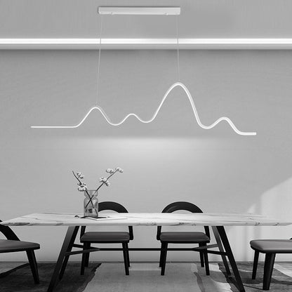Minimalist Wave Line Strip Three Step Dimming LED Nordic Chandelier Light