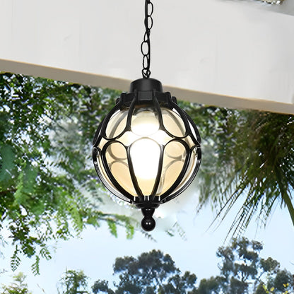Glass Ball Aluminum Waterproof American Style Outdoor Chandelier Light