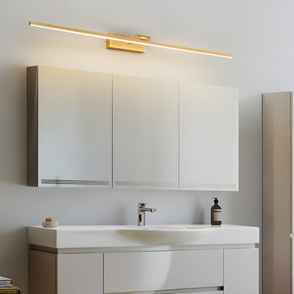 Modern Copper Adjustable LED Bathroom Vanity Light with Rotatable Rod and Linear Acrylic Shade