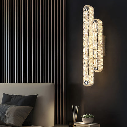 Double Strip Three Step Dimming Light LED Crystal Modern Wall Lamp Wall Sconce Lighting