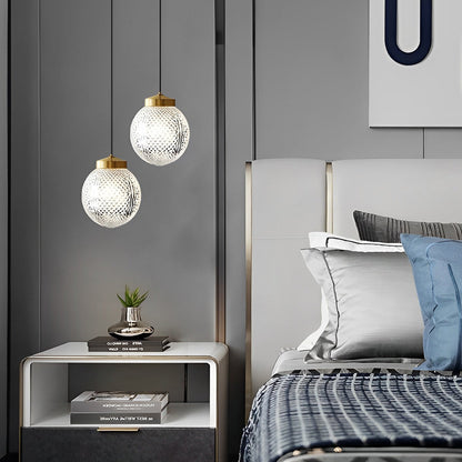Mini Creative Pattern Round Ball Glass Brass Nordic Pendant Lights