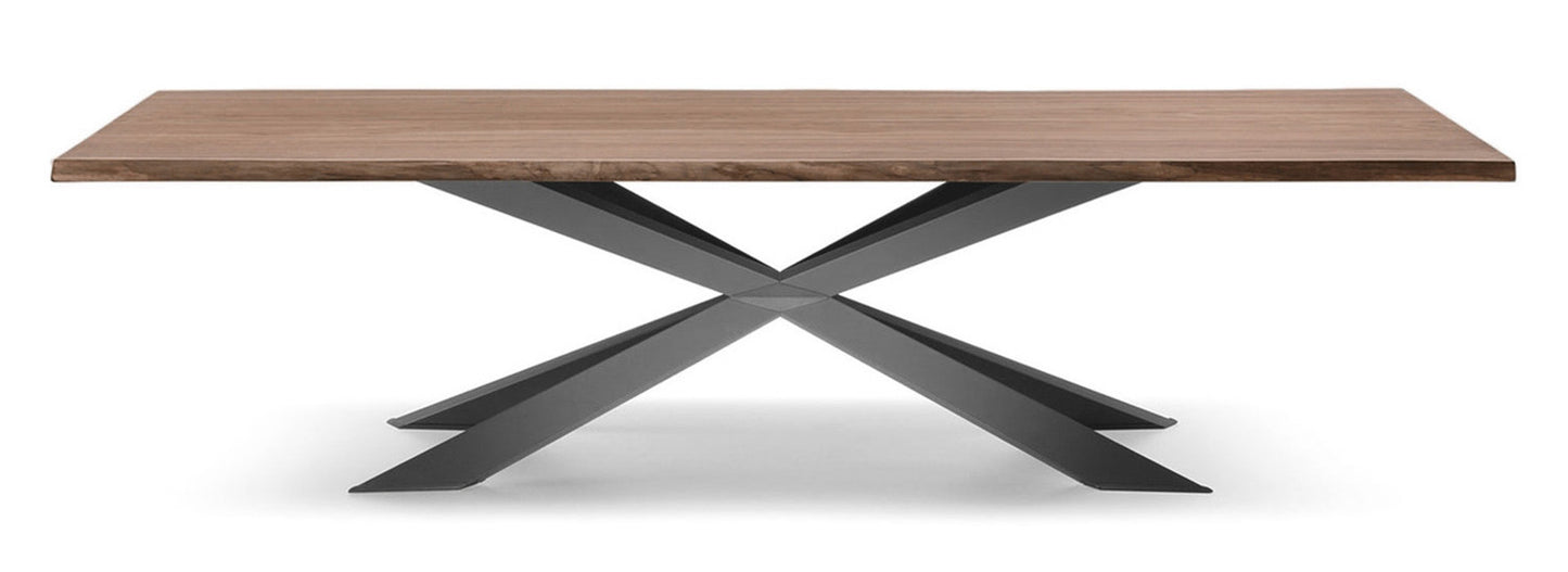 Spyder Wood Top Dining Table - Walnut/Graphite/118