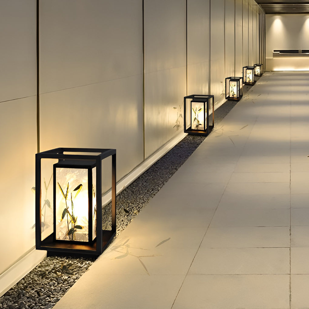 Landscape Pattern LED Waterproof Modern Solar Path Lights Deck Post Lights