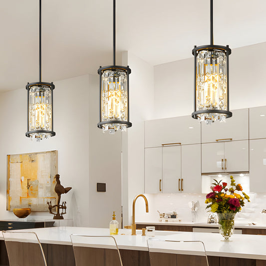 Round Square Iron Frame Crystal Shade Luxury Modern Chandelier Ceiling Lights