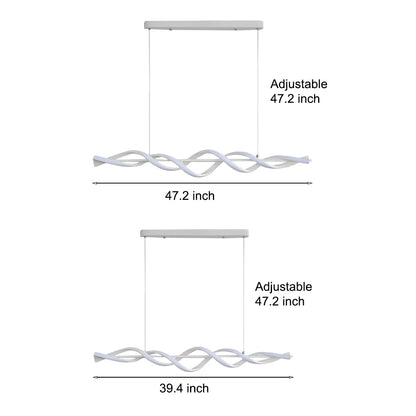 Long Strip Waves Spiral Dimmable LED White Modern Dining Room Chandeliers