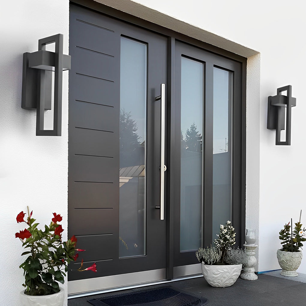 Rectangular Minimalist LED Waterproof Black Modern Outdoor Wall Lamp