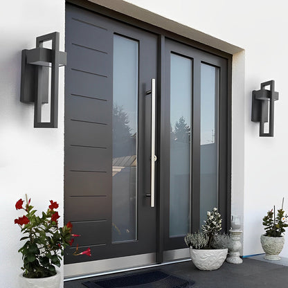 Rectangular Minimalist LED Waterproof Black Modern Outdoor Wall Lamp