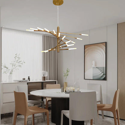 Modern Chandelier Rotating Fireworks, Black/Gold