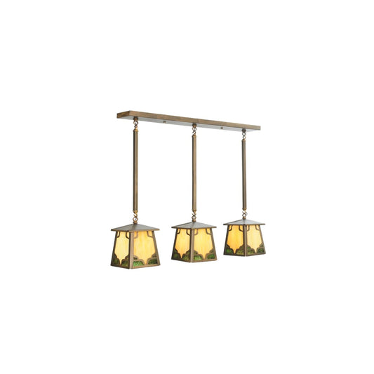 3 Light 29" Wide Linear Pendant with Handmade Shade