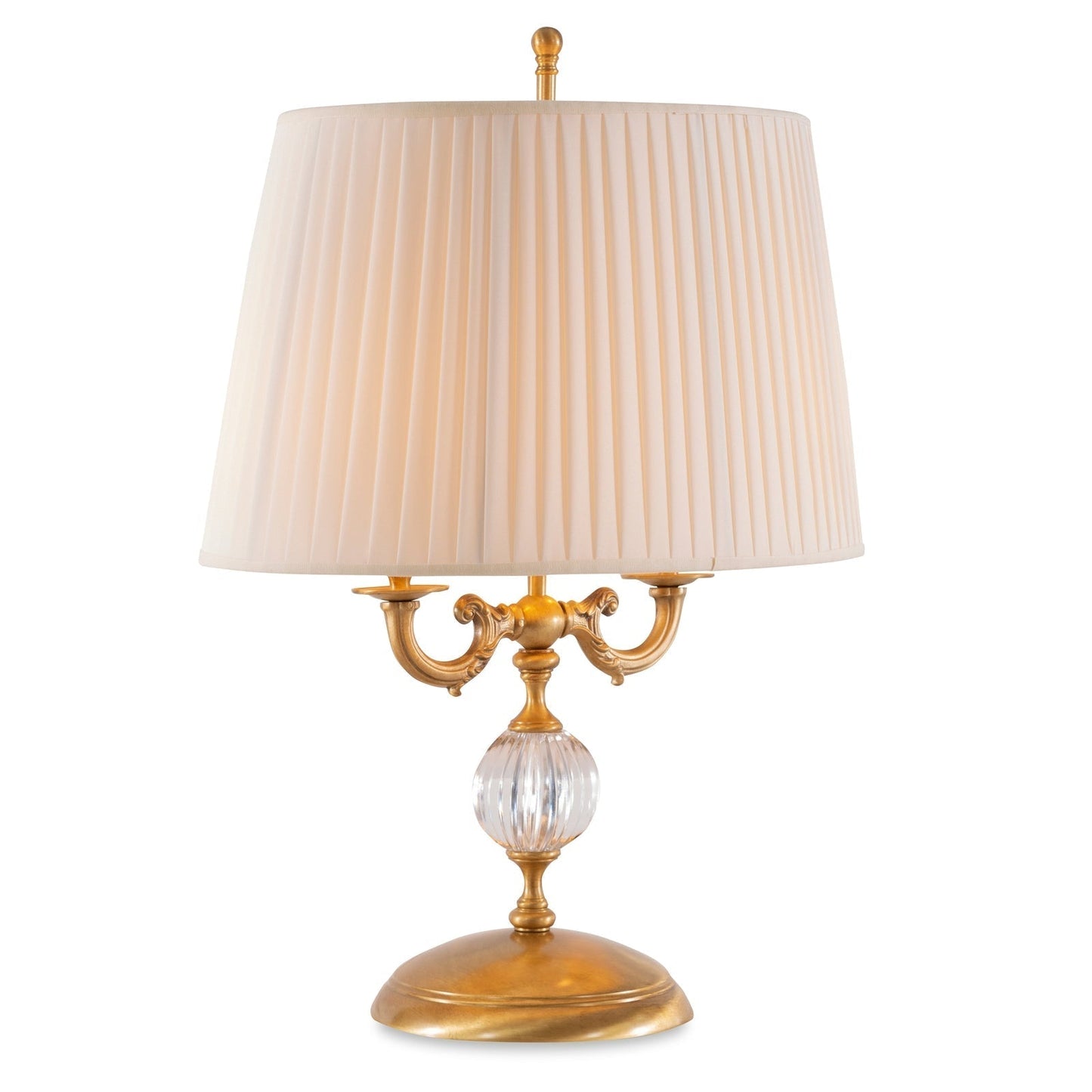 Maitland Smith Aged Brass Table Lamp with Crystal Insert MS20