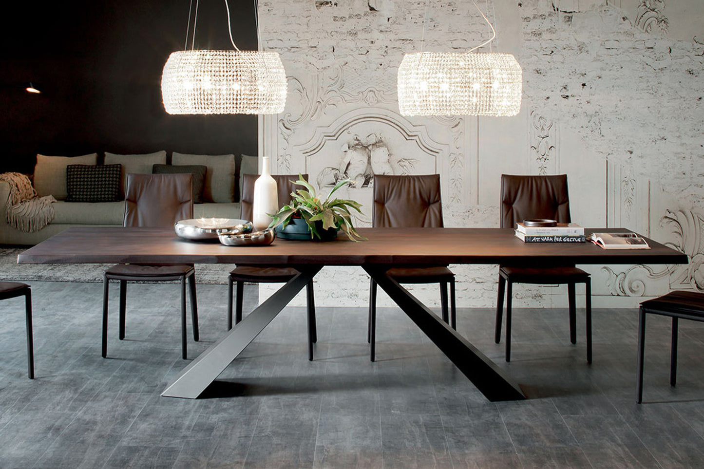 Eliot Wood Dining Table - Burnt Oak/Graphite