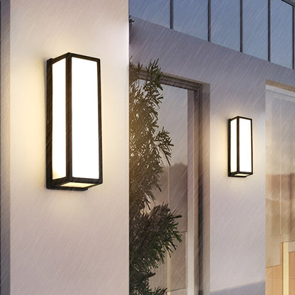 Rectangle LED Waterproof Motion Sensor Black Modern Wall Sconce Lighting